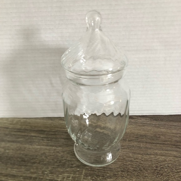 Clear Glass Apothecary Jar with Optic Swirl Design - Picture 2 of 9